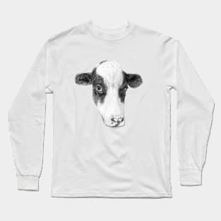 Cow Drawing - Speckled Nose Long Sleeve T-Shirt